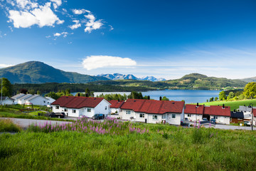 Fototapeta na wymiar Picturesque landscape of Norway countryside