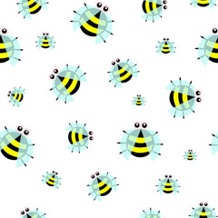 Seamless pattern of little cute bee.