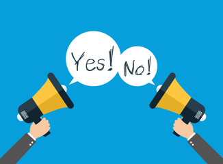 Businessman hand holding a megaphone