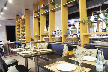 Interior of modern restaurant