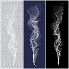 Set of realistic white smoke. Vector 