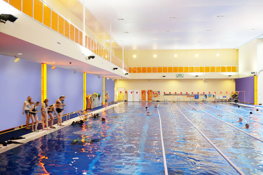 Interior of public swimming pool