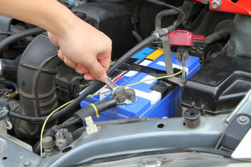 Fototapeta na wymiar Change car batteries