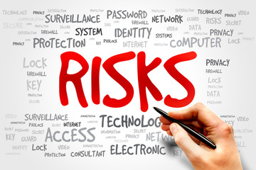 RISKS word cloud, business concept
