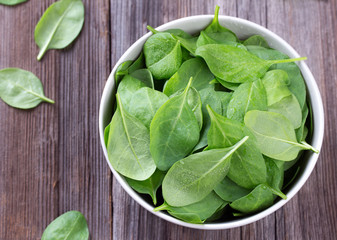 Fresh spinach in bowl