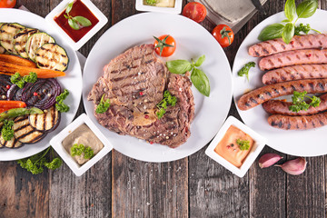 grilled vegetable and meat, barbecue