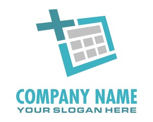 blue calculator sign logo image vector