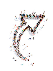 People in the shape of arrows.