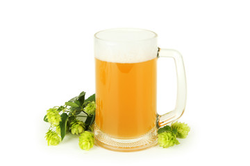 Mug of beer isolated on a white
