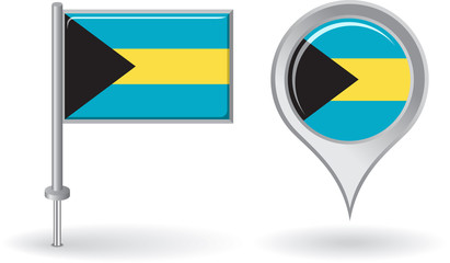 Bahamas pin icon and map pointer flag. Vector