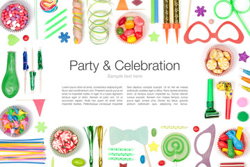 party and celebration elements on white background