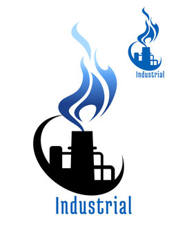 Industrial plant with blue gas flame