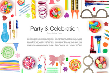 party and celebration elements on white background