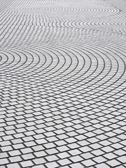 Tiles floor with radial pattern perspective