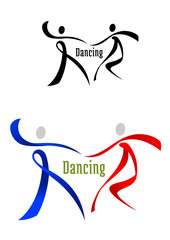 Dancing partner emblem in ribbon style