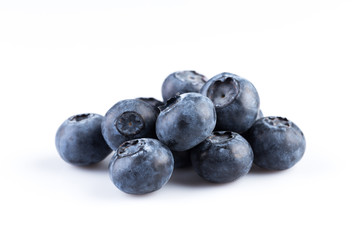 Blueberries on white background