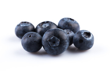 Blueberries on white background