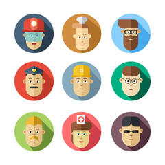 Colorful human faces. Different professions.