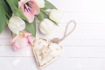 Background with flowers and heart