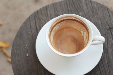 Hot latte coffee in glass