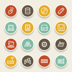 Computer components web icons set