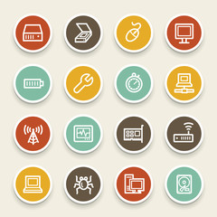 Computer components web icons set