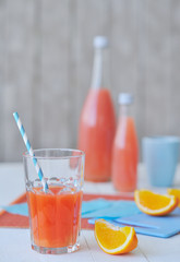Still life with freshly squeezed grapefruit juice