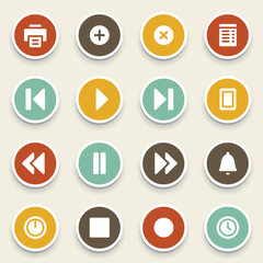 Media player web icons set