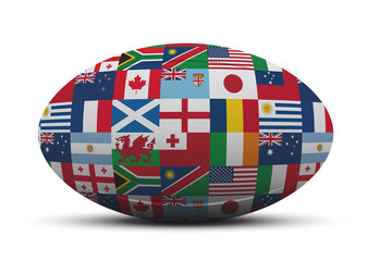 Ballon de Rugby Drapeaux Pays