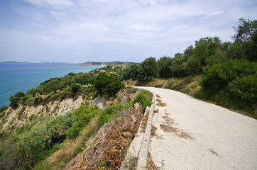 Fototapeta na wymiar Asphalt road on Corfu island, Greece