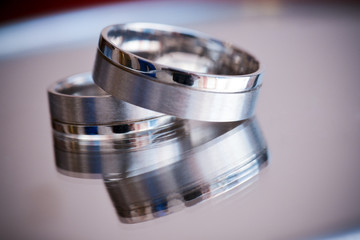 A pair of silver wedding rings