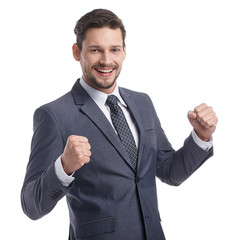 business, people and office concept -  businessman in suit