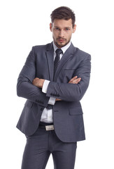 business, people and office concept -  businessman in suit
