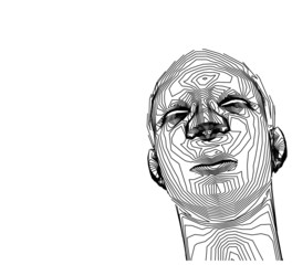 confident youth culture linear boy head on white