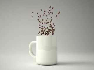 Cup and coffee beans
