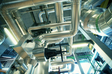 Industrial zone, Steel pipelines, valves and cables