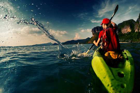 Woman with the kayak