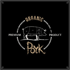 Butcher Shop Logo, Meat Label Template, Pork Cuts Diagram