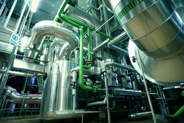 Industrial zone, Steel pipelines, valves and cables