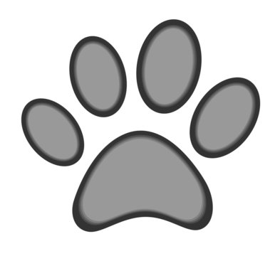 Cute dog or cat paw print, isolated on white vector eps 10