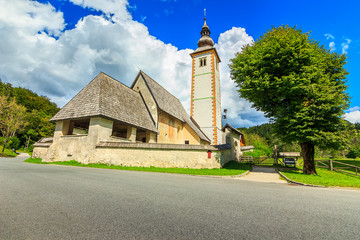 Fototapeta na wymiar Church of St John the Baptist, near Bohinj Lake,Slovenia