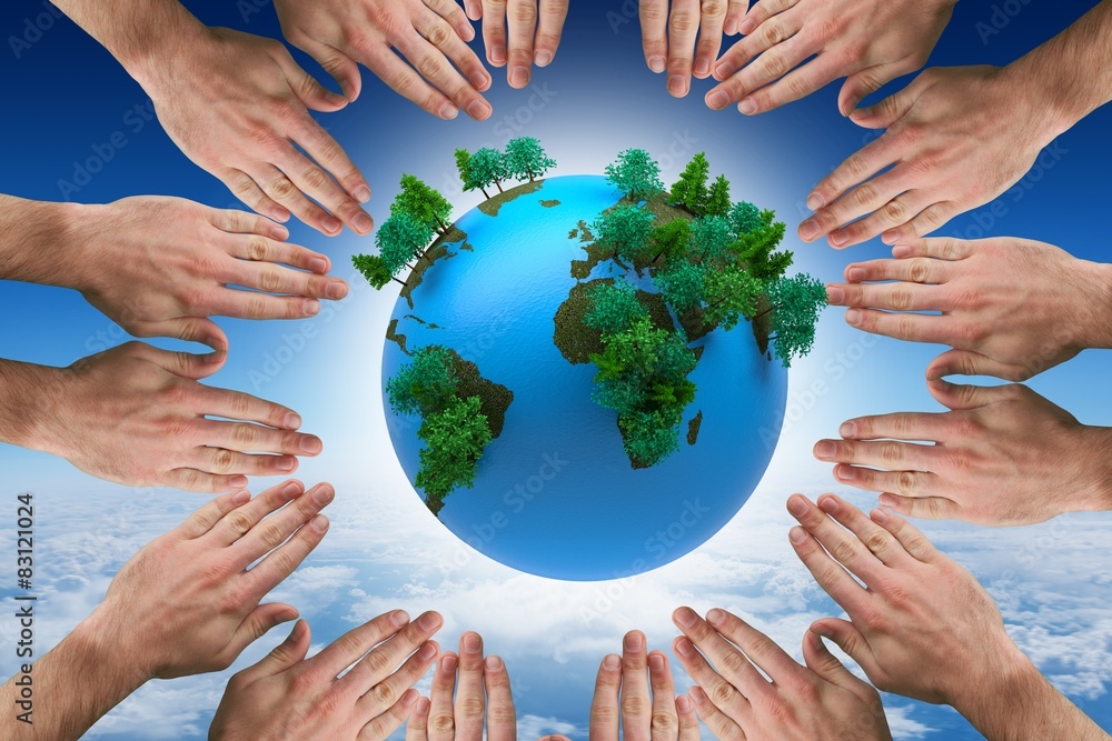 Poster composite image of circle of hands