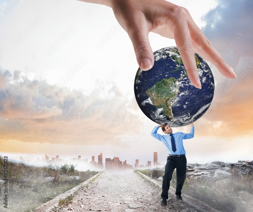 Poster composite image of hand showing