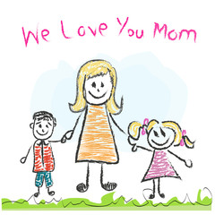 We love you Mom Mother's day doddle greeting card