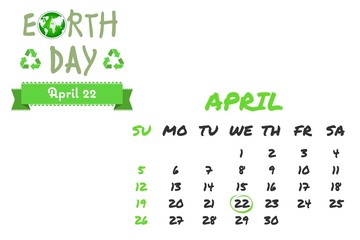 Composite image of april calendar