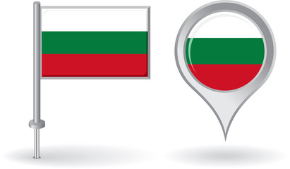 Bulgarian pin icon and map pointer flag. Vector