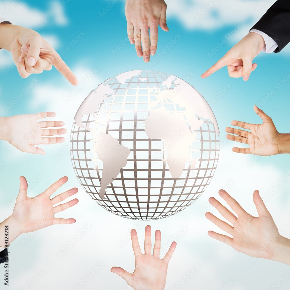 Poster Composite image of hands showing
