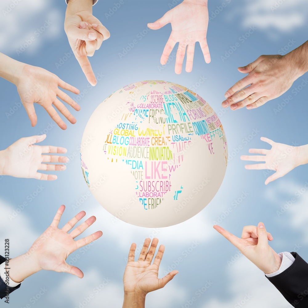 Poster composite image of hands presenting