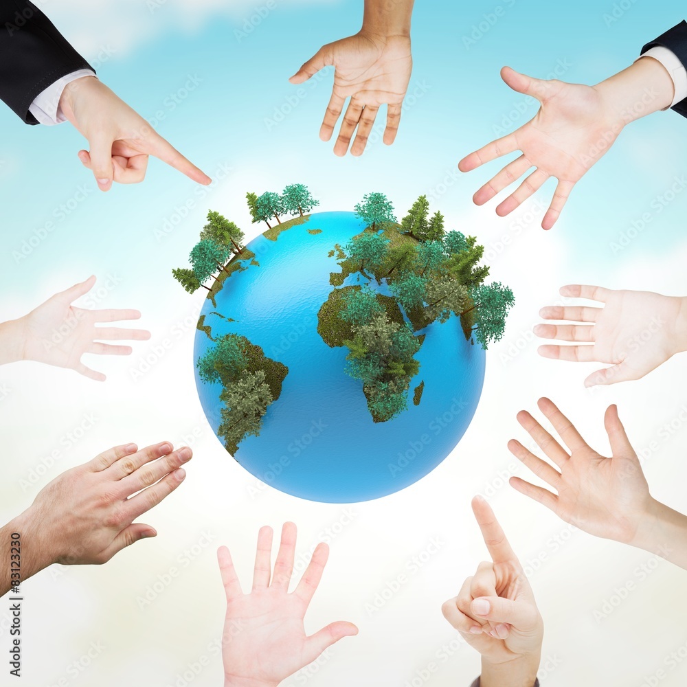 Poster composite image of hands presenting