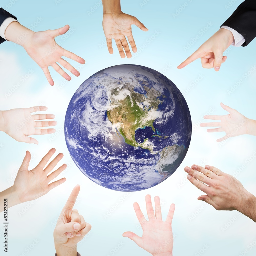 Poster composite image of hands presenting